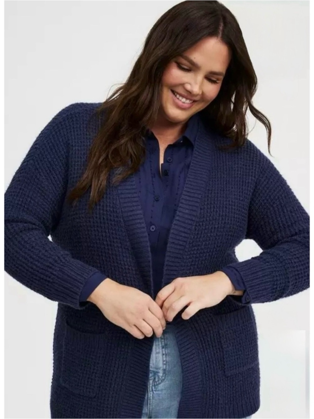 NWT TORRID Navy Blue Open Front‎ Drop Shoulder Cardigan Sweater Sz. 4 or a 4X